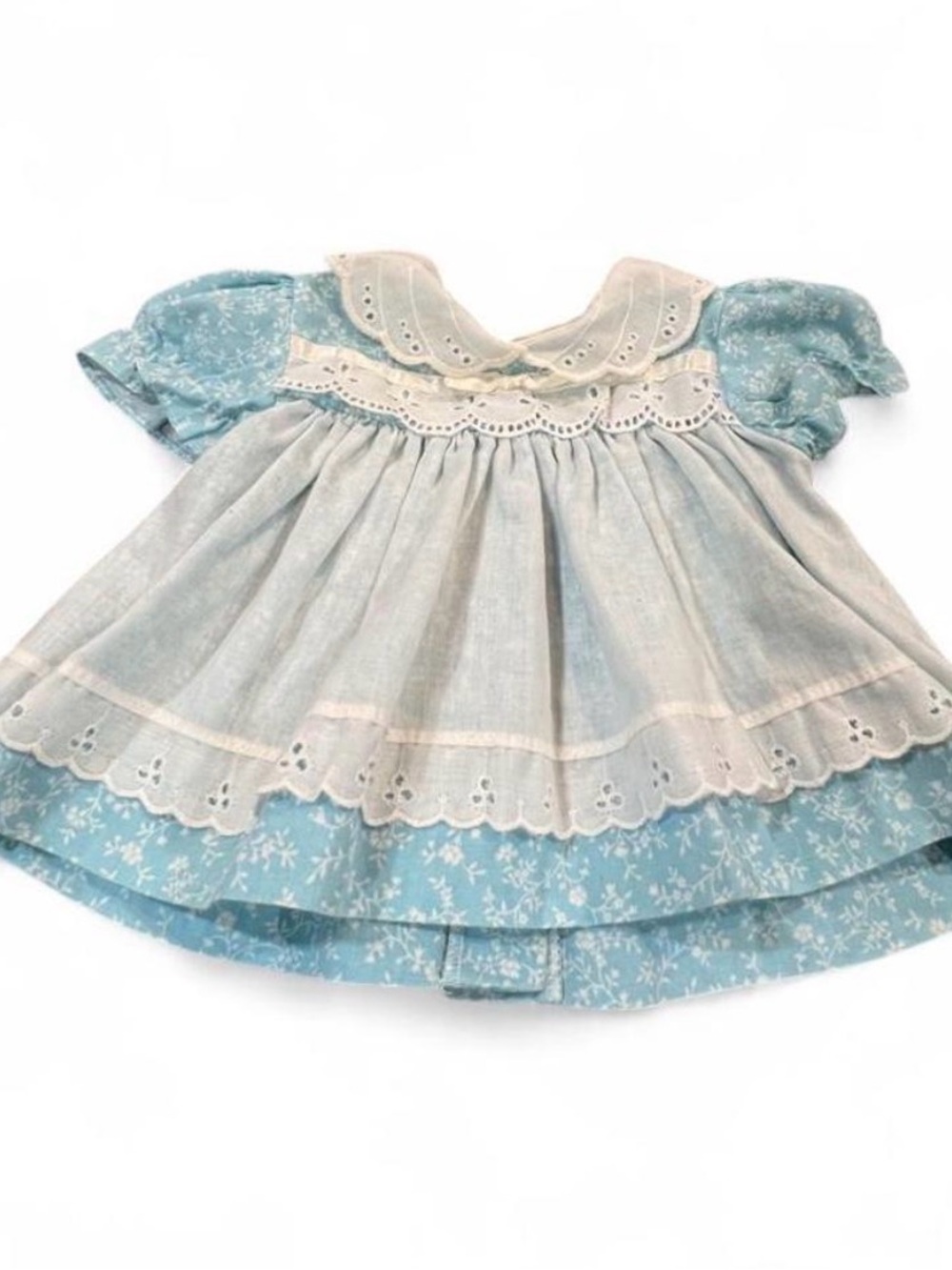 Vintage 1970-1980 Light Blue & White Baby Dress
